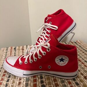 Red ankle converse shoes